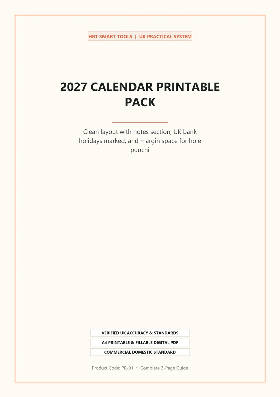 2027 Calendar Printable Pack Cover